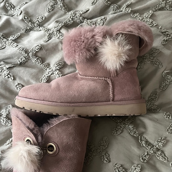 UGG Pink Winter Boots with Fluffy Trim - Picture 14 of 16